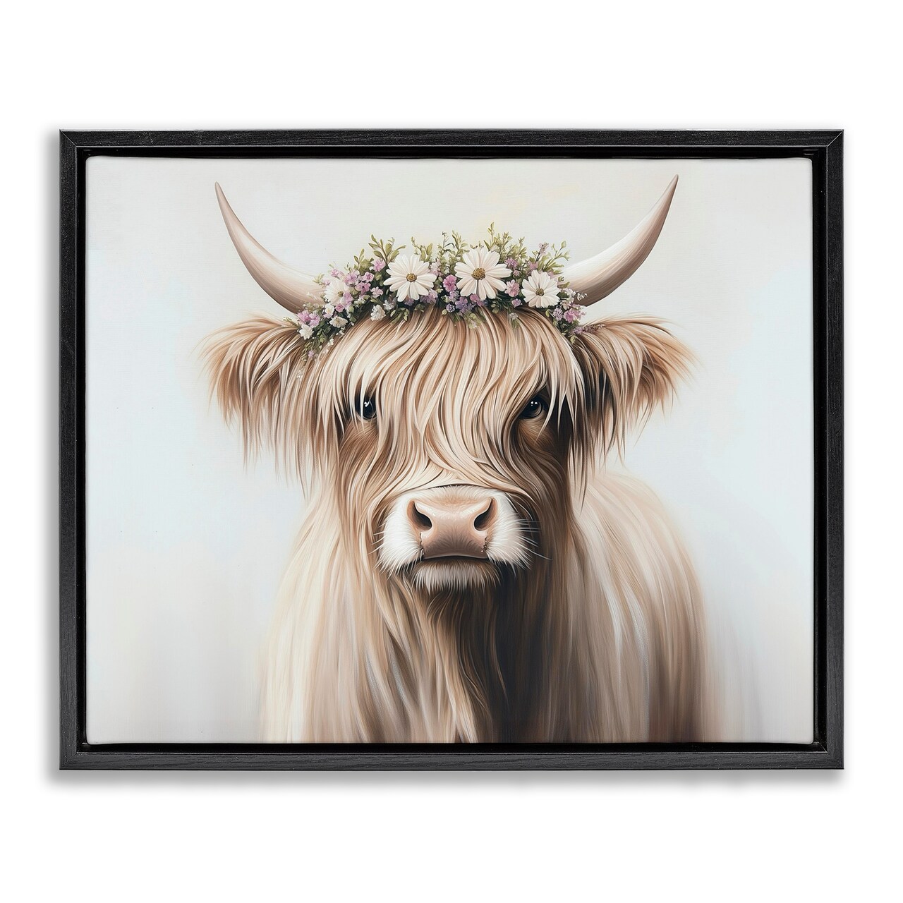 Stupell Industries Shaggy Cattle Floral Crown Floating Frame, design by Shawna Stewart